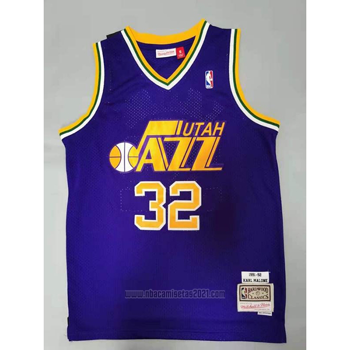 Camiseta Utah Jazz Karl Malone #32 Mitchell & Ness 1991-92  Violeta